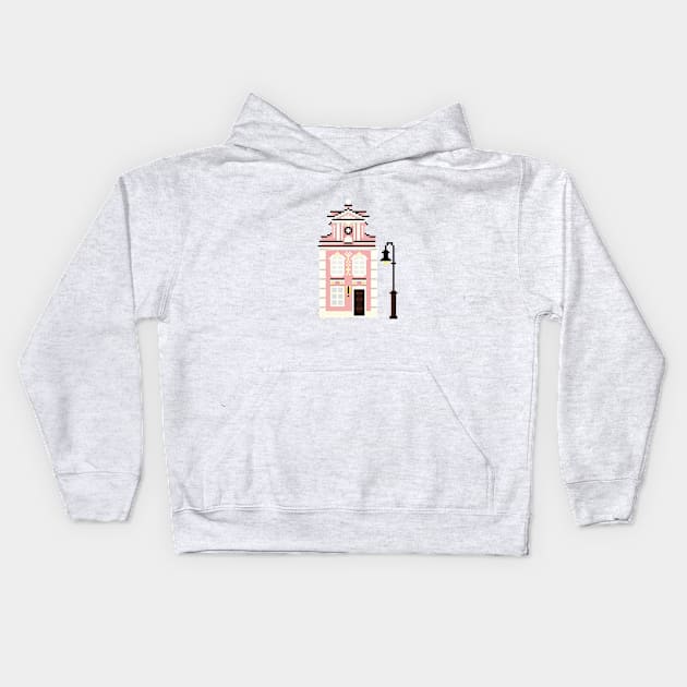 Cute Pink Building Pixel Art Kids Hoodie by toffany's